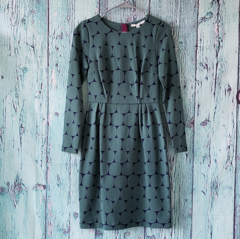 Boden Ponte Print Circle Fit and Flare Dress